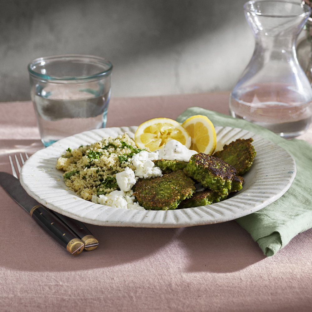 Gröna ärtbiffar med couscous