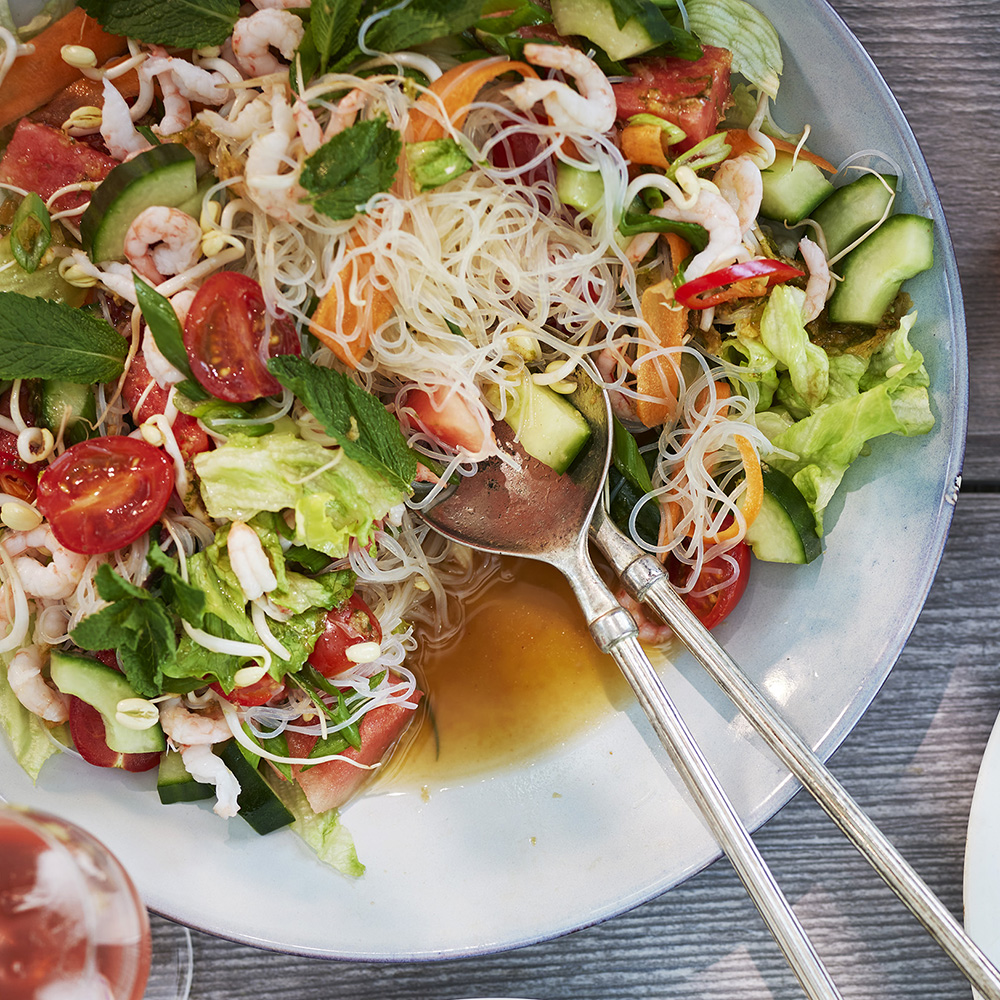 Glasnudelsallad med räkor