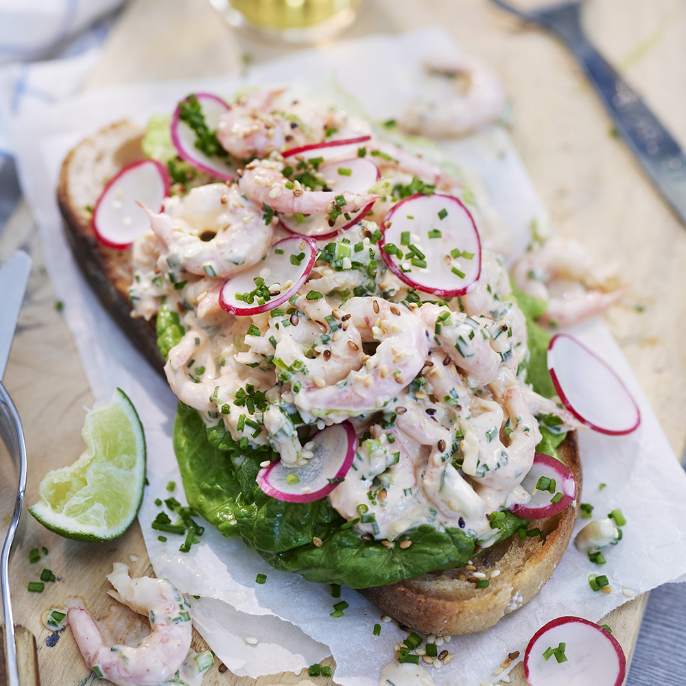 Heta räkor på toast