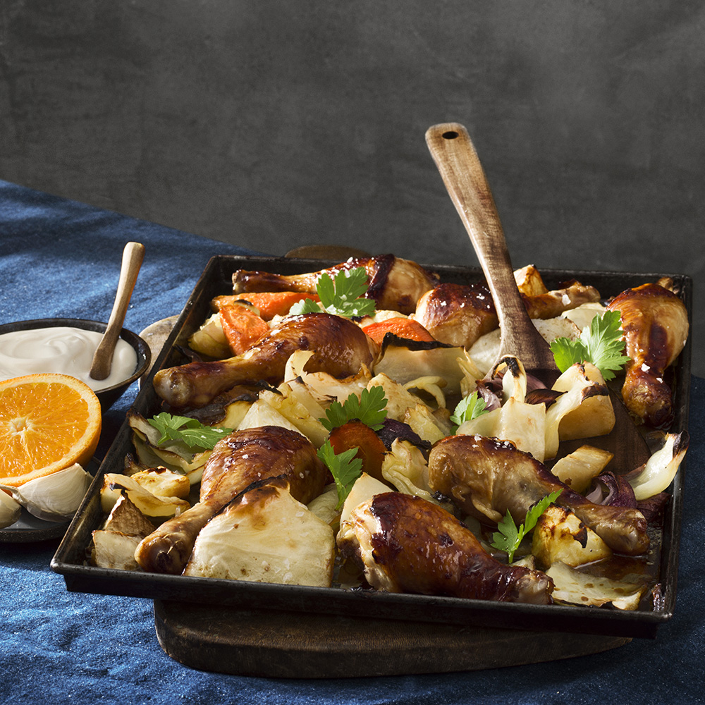 Allt på en plåt-kyckling