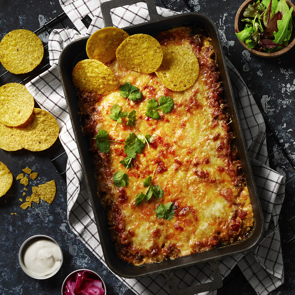 Tacogratäng med nachochips