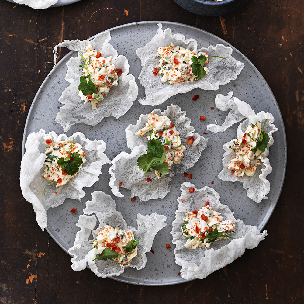 Friterat rispapper med tofuröra