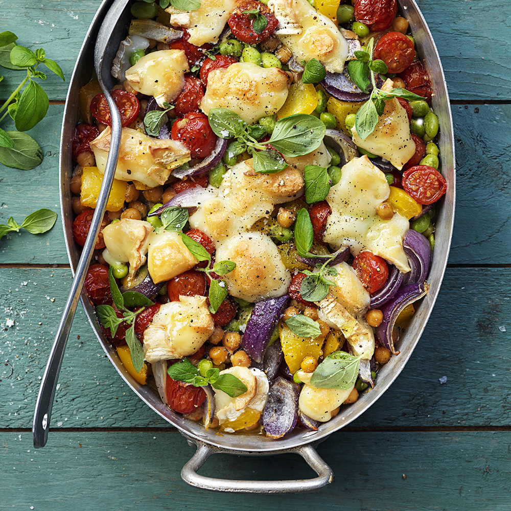 Chèvrebakade grönsaker