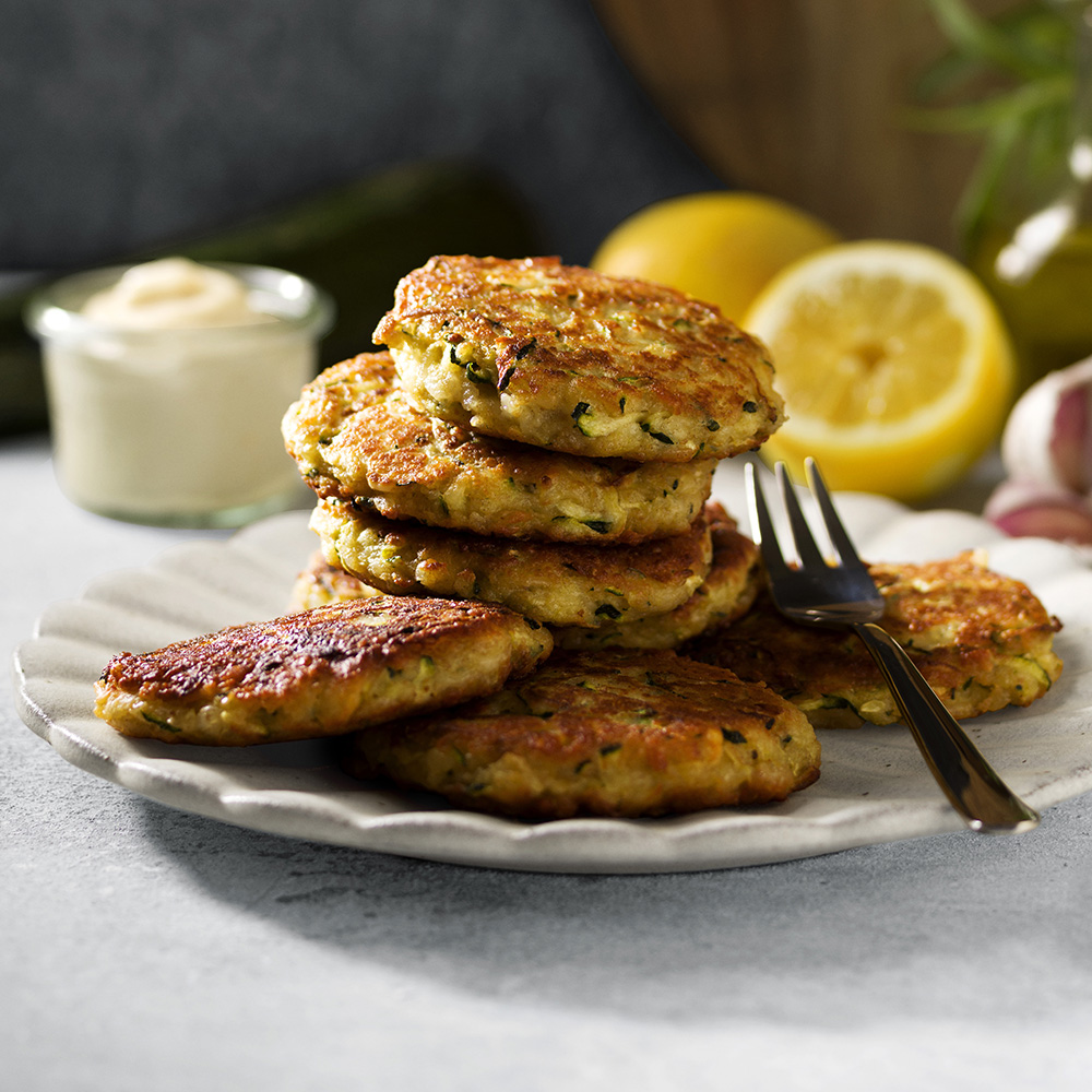 Zucchinibiffar med halloumi