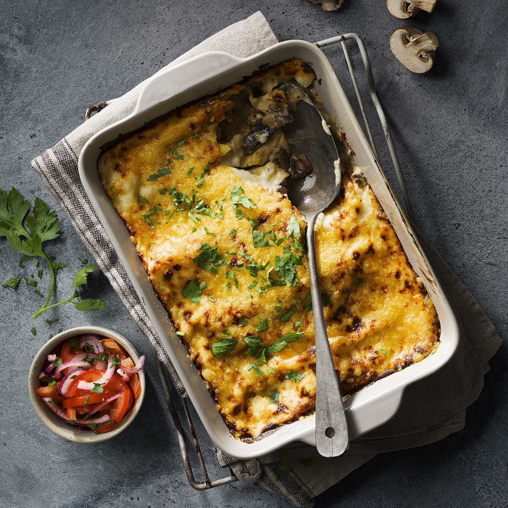 Vegetarisk lasagne med svamp