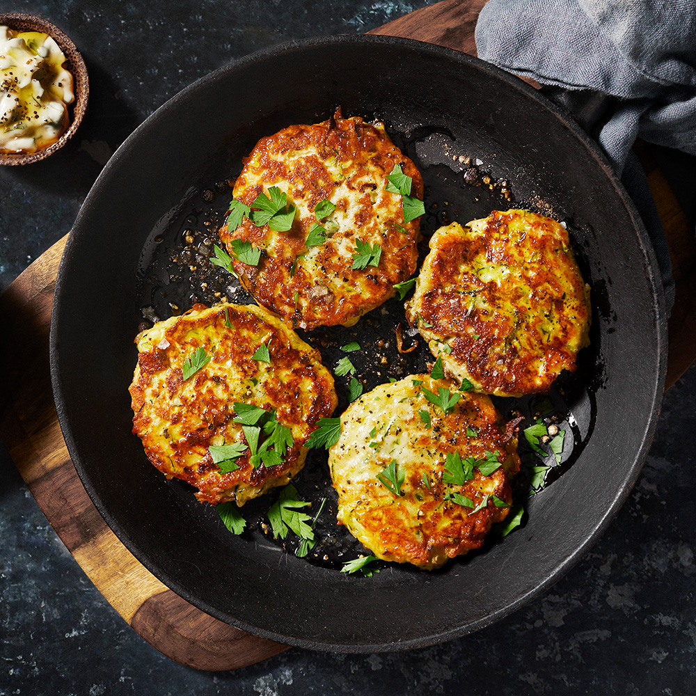 Zucchini- och halloumibiffar