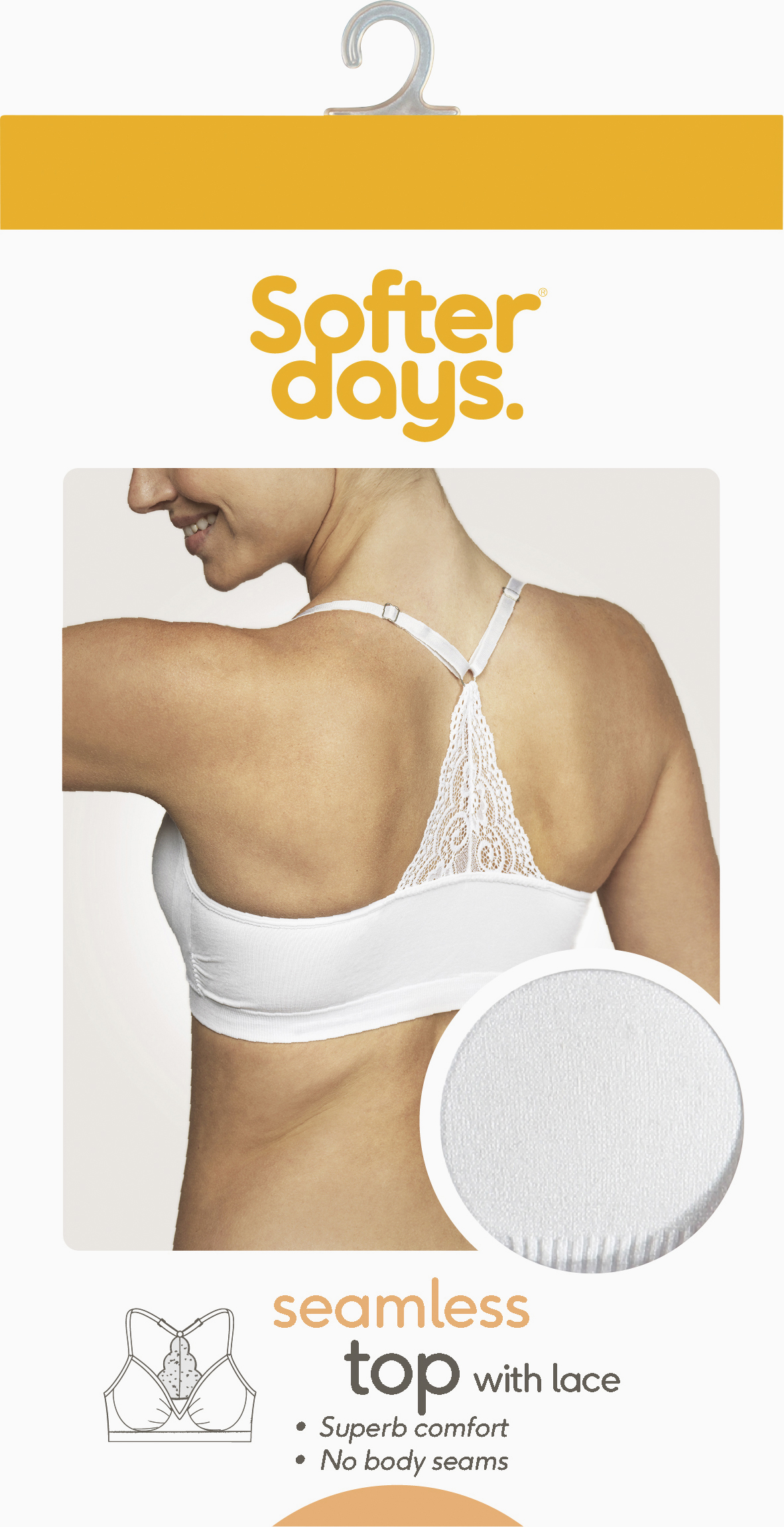 Seamless Top Med Spets Vit S/M 1-pack
