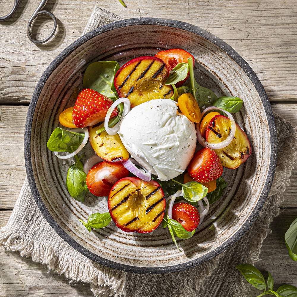 Grillade nektariner med mozzarella