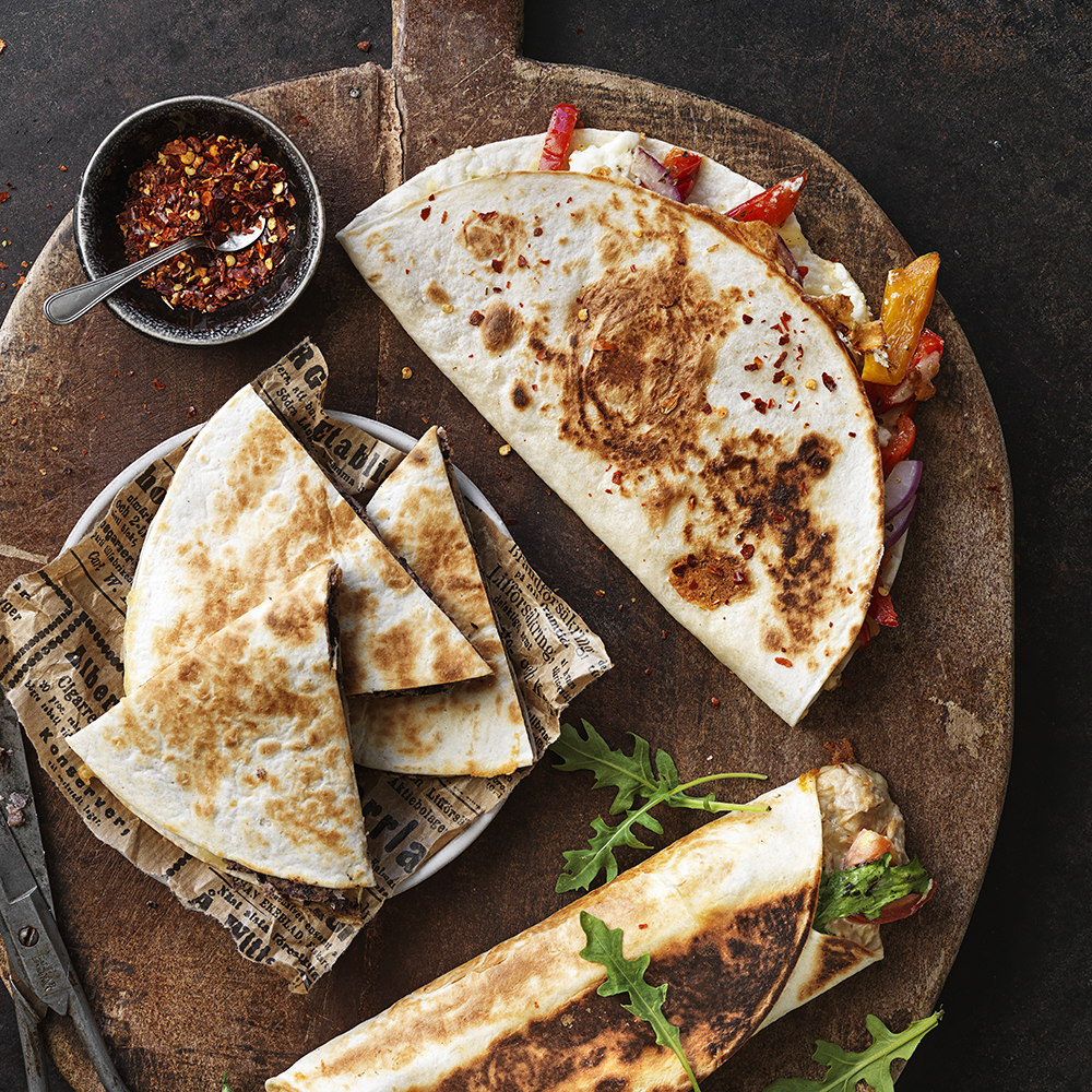 Quesadillas med fetaost och paprika