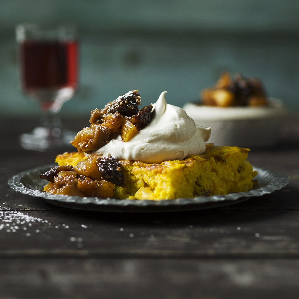 Saffranspannkaka med kompott