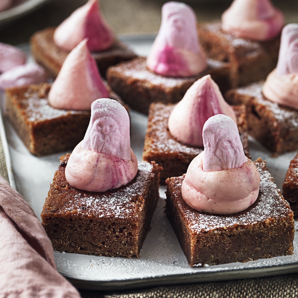 Pepparkaksrutor med skumtomtefluff