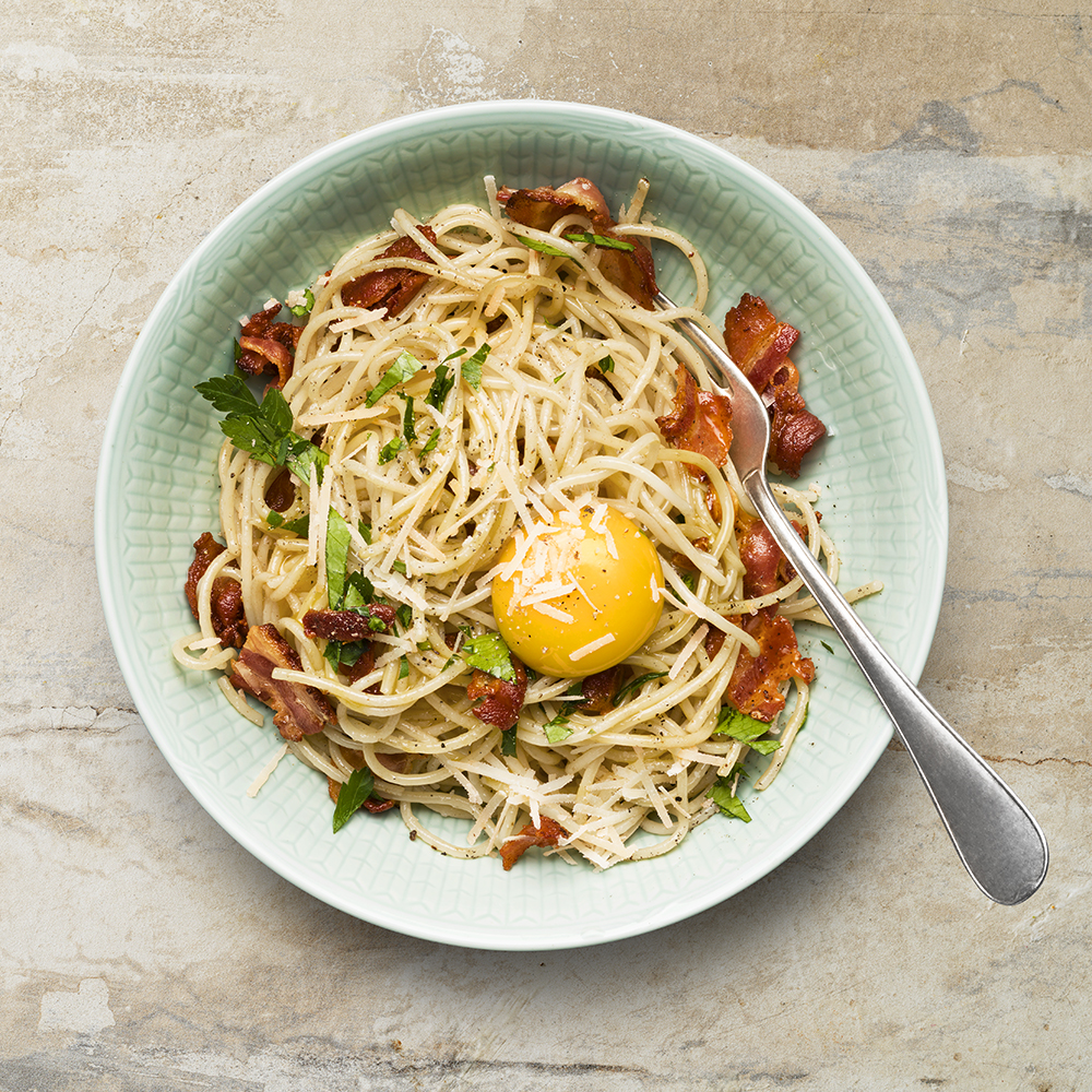 Pasta carbonara utan grädde