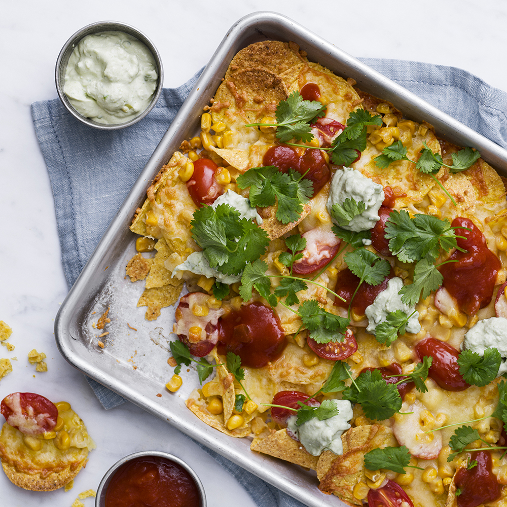 Nachos i ugn med avokadoröra