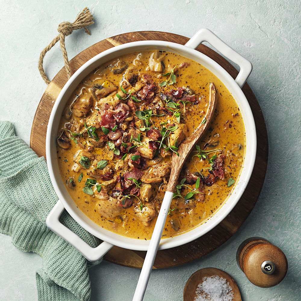 Kycklinggryta med bacon