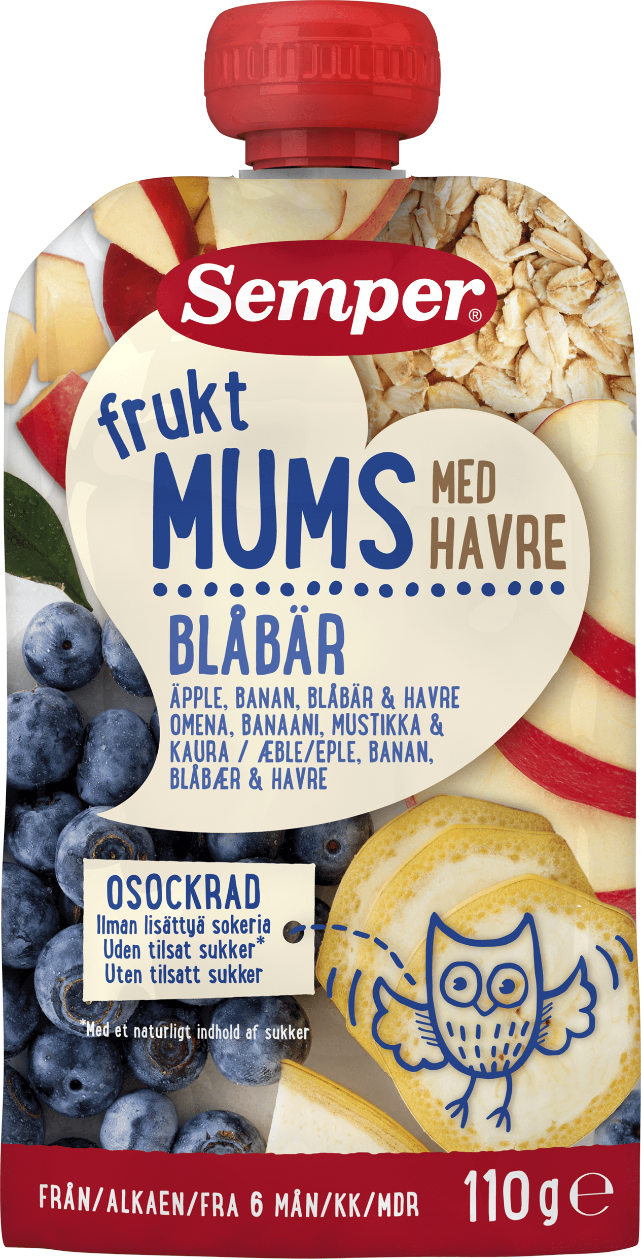 Fruktmums Blåbär med havre 6 Mån