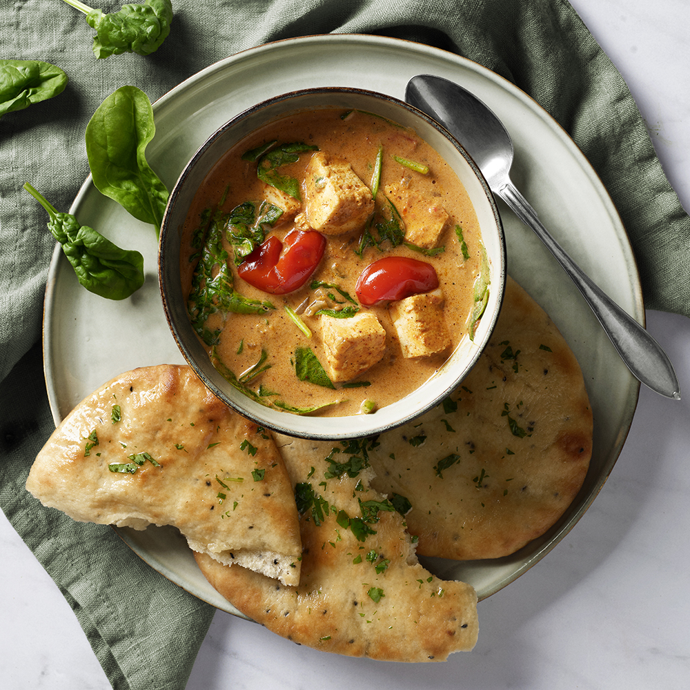 Palak paneer med naanbröd