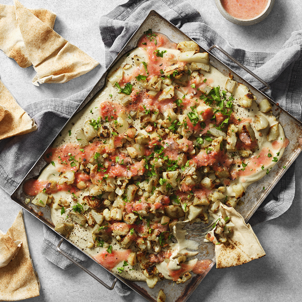 Blomkål och jordärtskockor med tahinisås