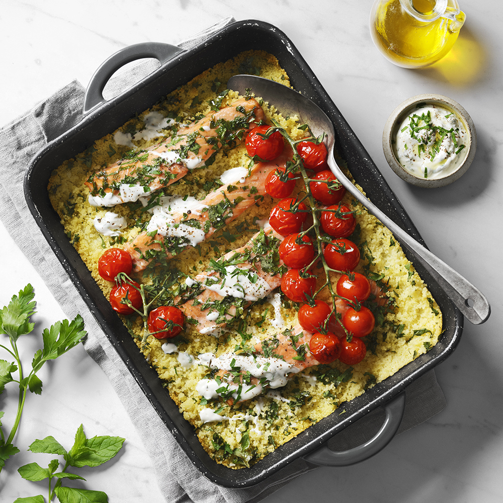 Lax och couscous i ugn