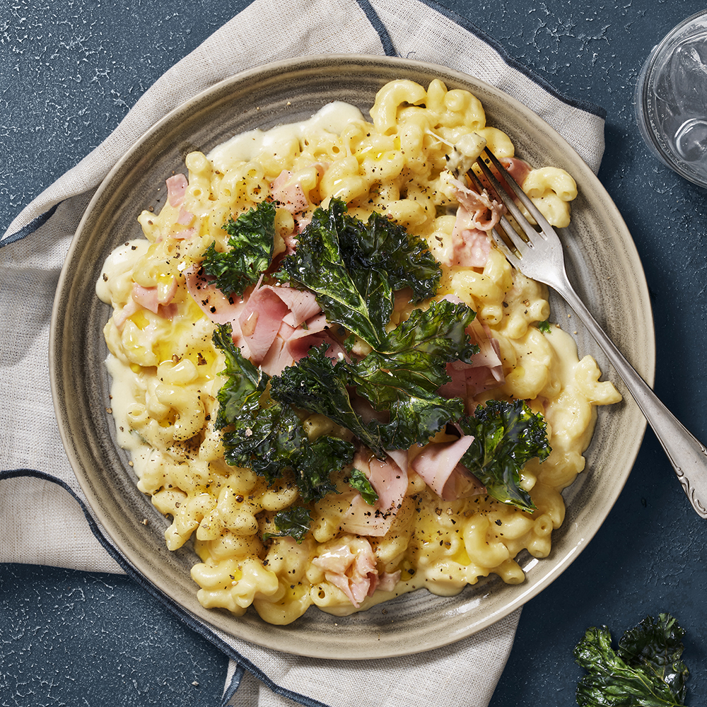 Enkel mac and cheese med skinka