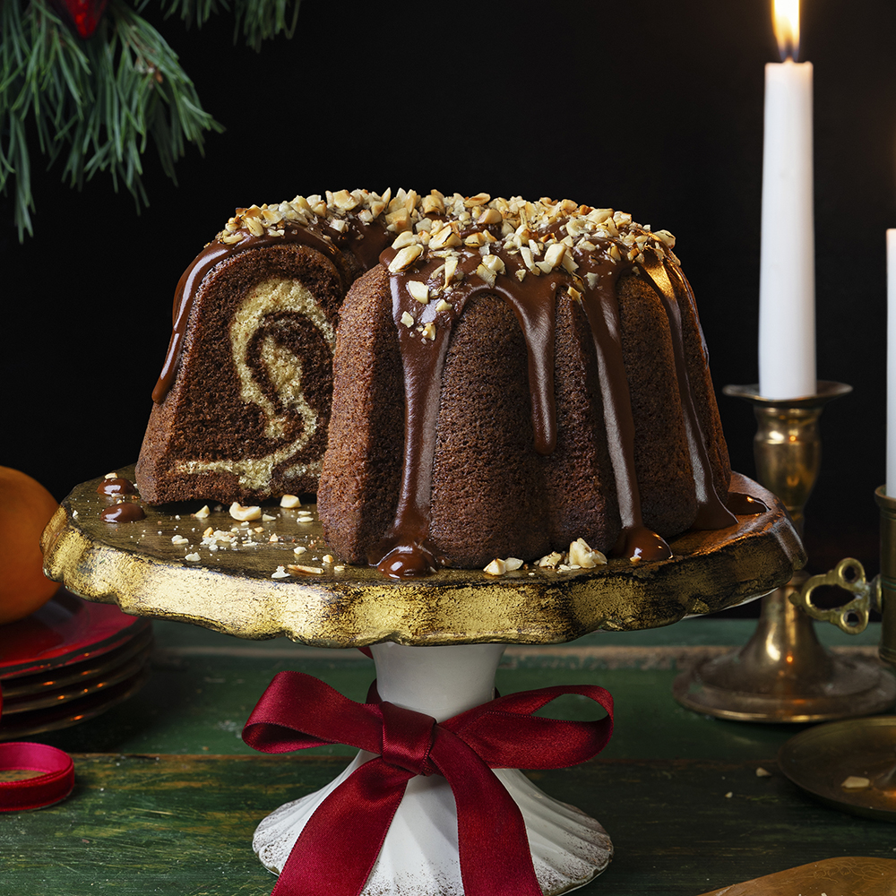 Tigerkaka med chokladglasyr