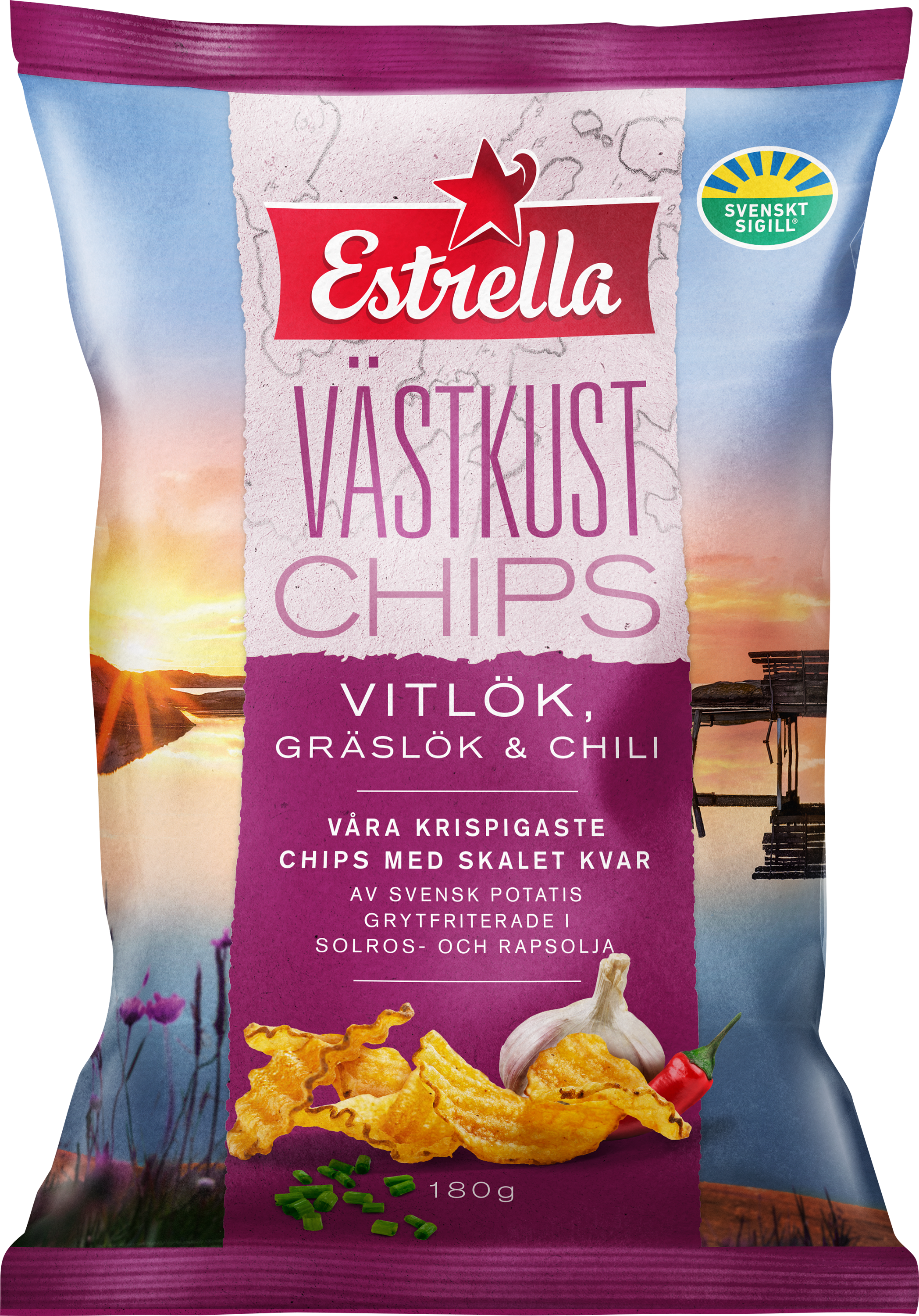 Västkustchips Vitlök, gräslök & chili