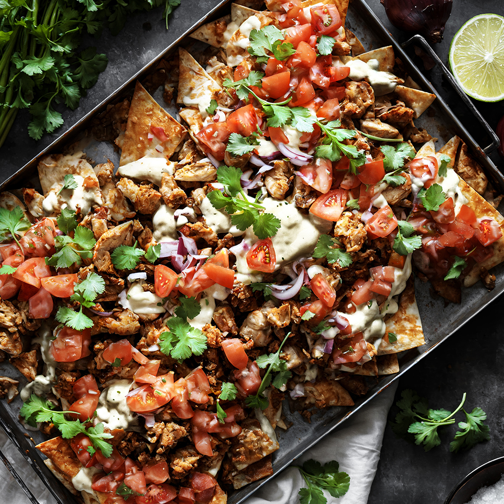 Tacokyckling med chili cheese-sås och nachos