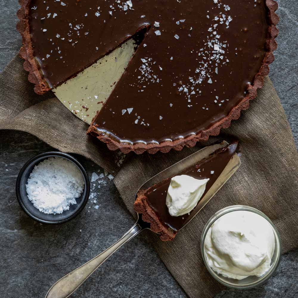 Chokladtryffelpaj med flingsalt