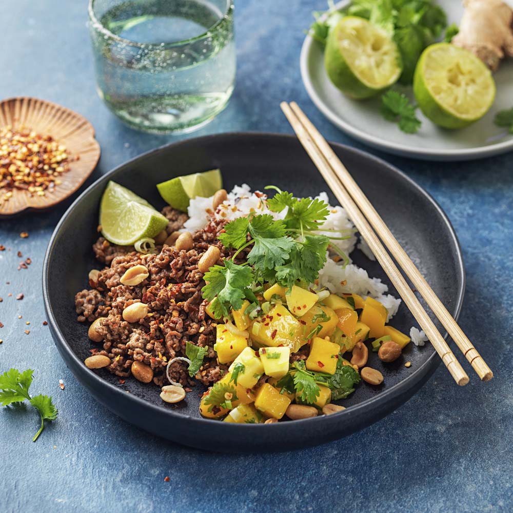 Asiatisk-inspirerad färs med mangosalsa