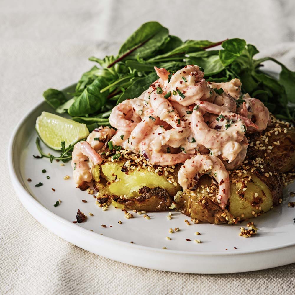 Sesampotatis med asiatisk skagenröra
