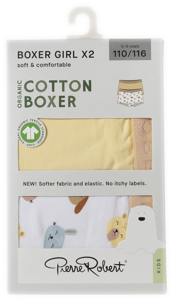 Cotton Boxer Girl X2 Yellow White