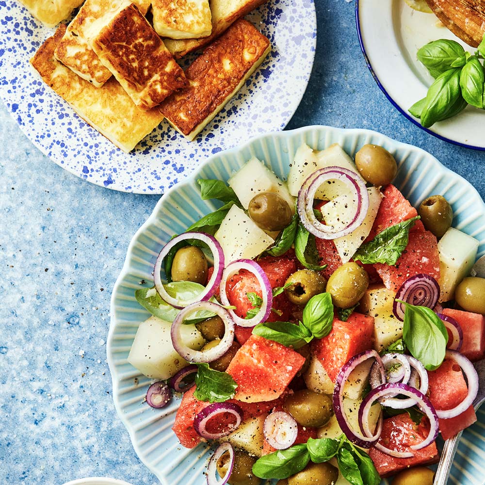 Melonsallad med grillost