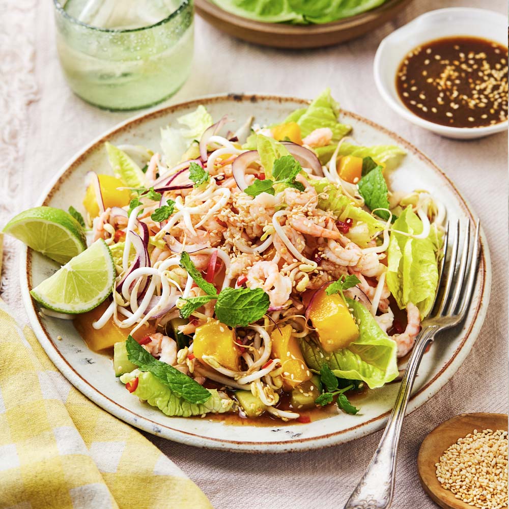 Räksallad med mango och sesam