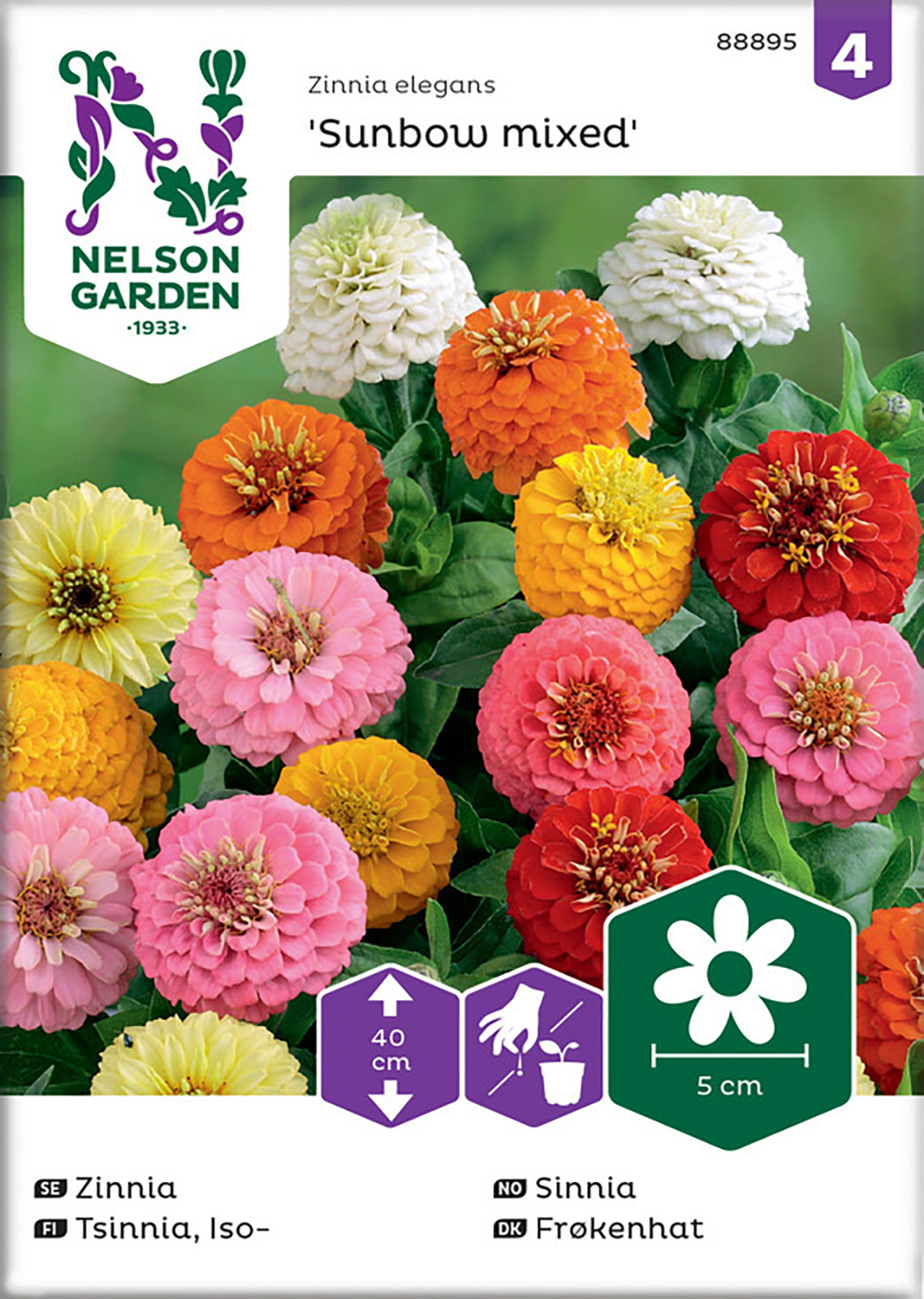 Frö Zinnia Nelson Garden Sunbow Mix