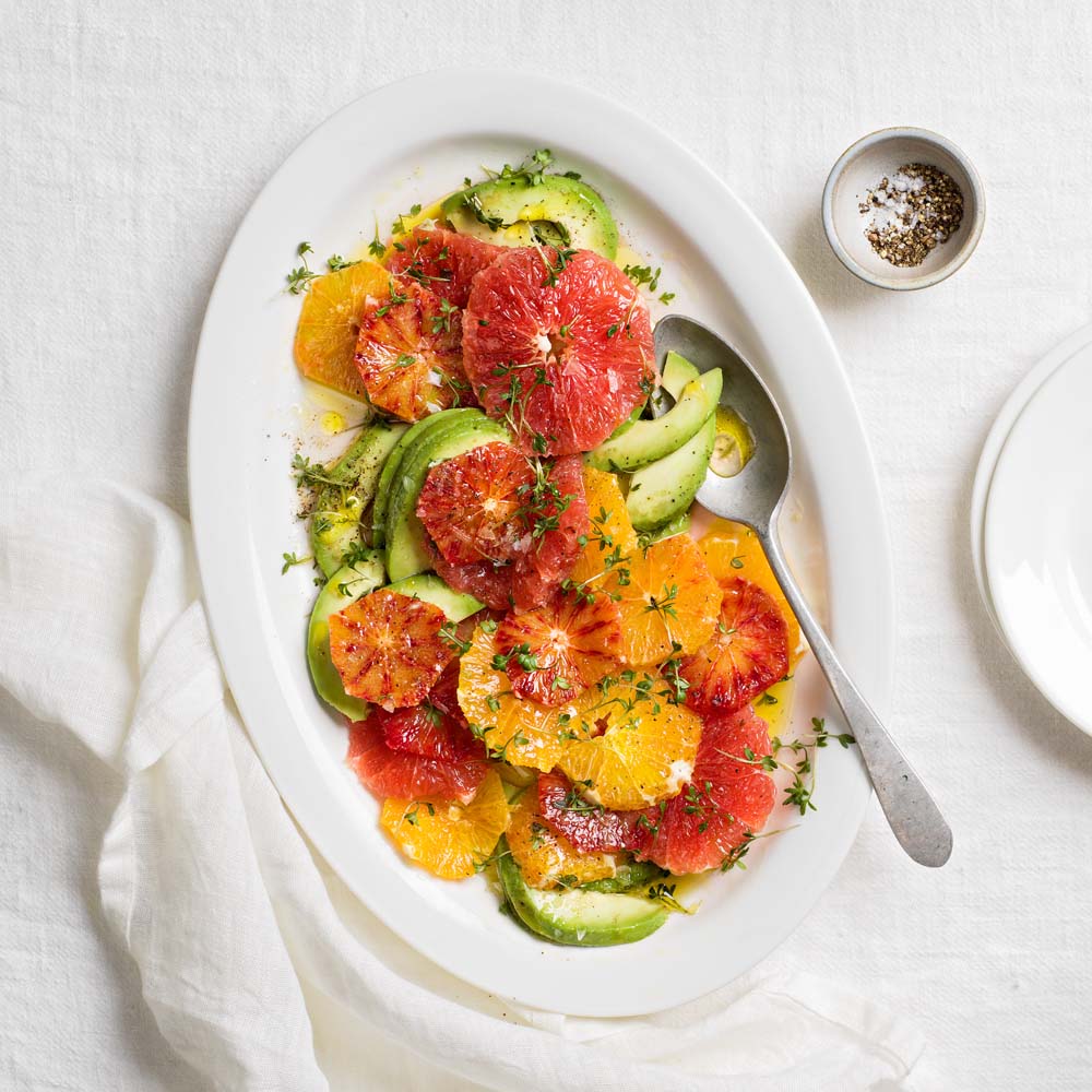 Citrus- och avokadosallad