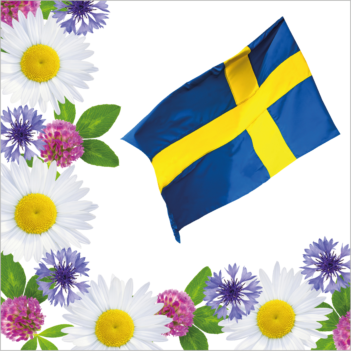 Servetter Blommor & flagga 33cm 20-pack