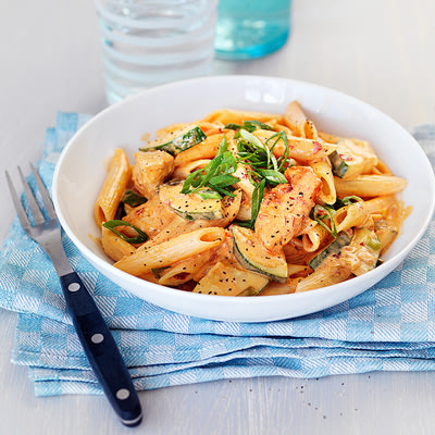 Kyckling pasta creme fraiche parmesan vitlök