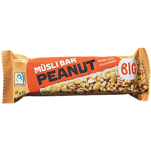 Vy över Müslibar Mjölkchoklad & jordnötter 45 G Coop