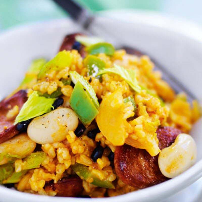 Jambalaya med kryddig korv Recept Coop