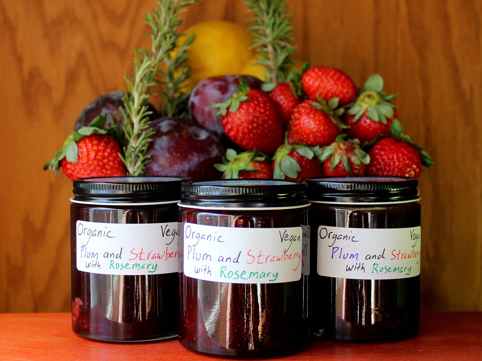 Plum and Strawberry Jam with Rosemary