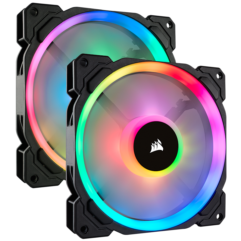 LL140 RGB 140mm Dual Light Loop RGB LED PWM Fan — 2 Fan Pack with Lighting Node PRO