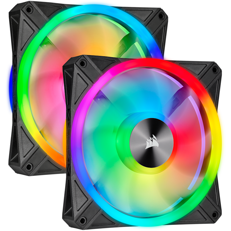 iCUE QL140 RGB 140mm PWM Dual Fan Kit with Lighting Node CORE