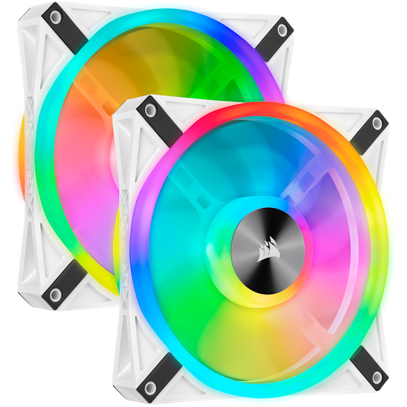 iCUE QL140 RGB 140mm PWM White Fan — Dual Fan Kit with Lighting Node CORE