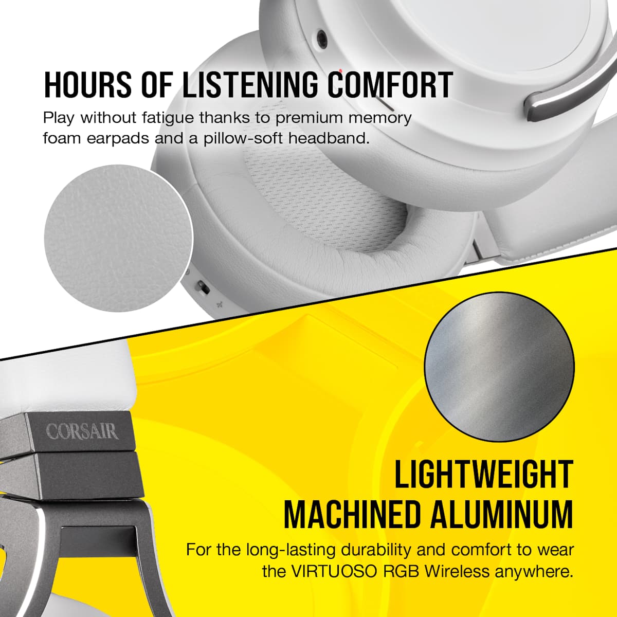 Corsair Virtuoso Rgb Wireless High-Fidelity Gaming Headset, цвет: Белый — фото 4