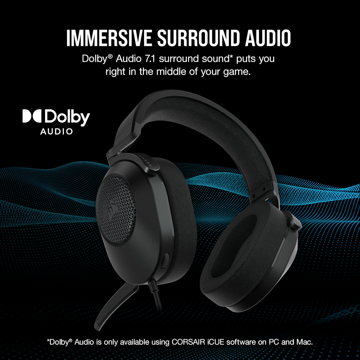 Corsair HS65 Surround Wired Gaming Headset, цвет: Карбоновый — фото 3