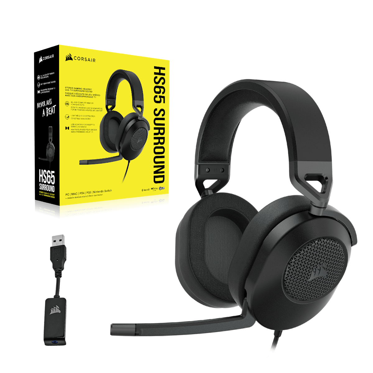 Corsair HS65 Surround Wired Gaming Headset, цвет: Карбоновый — фото 8