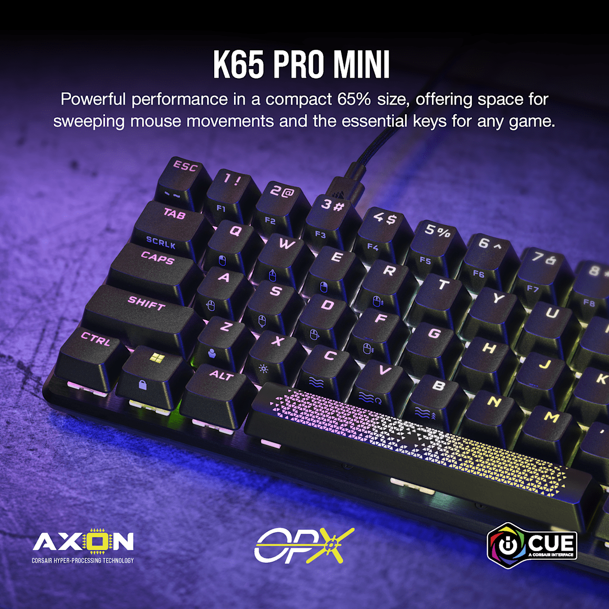 Corsair K65 Pro Mini Rgb 65% Optical-Mechanical Gaming Keyboard, цвет: Чёрный — фото 2
