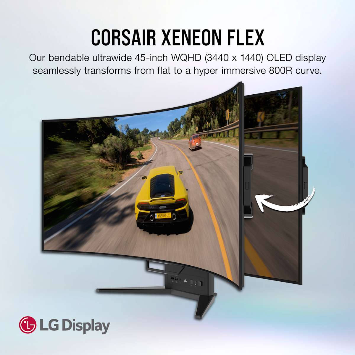 Corsair Xeneon Flex 45WQHD240 45-Inch Bendable Gaming Monitor, 3440 x 1440, 240Hz, 0.03ms GtG, HDR with 1000nit Peak Brightness, 1.5M:1 Contrast Ratio, 1.07 Billion Colors — фото 2