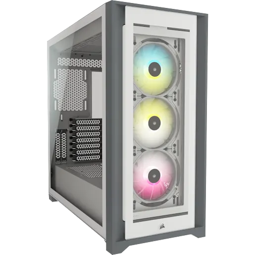 CORSAIR iCUE 5000X RGB Tempered Glass Mid-Tower ATX PC Smart Case - White