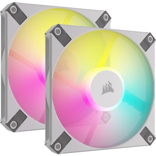 CORSAIR iCUE AF120 RGB SLIM 120mm PWM Fluid Dynamic Bearing Fan - White Twin Pack