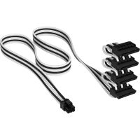 Premium Individually Sleeved Serial ATA (SATA) Cable (4 connectors) Type 5 Gen 5, White/Black